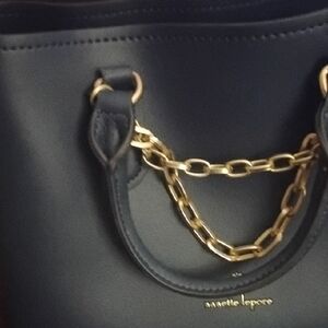 Nanette Lepore Navy Blue Tote Bag with Gold Chain